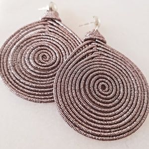 Bronze spiral spring statement earrings